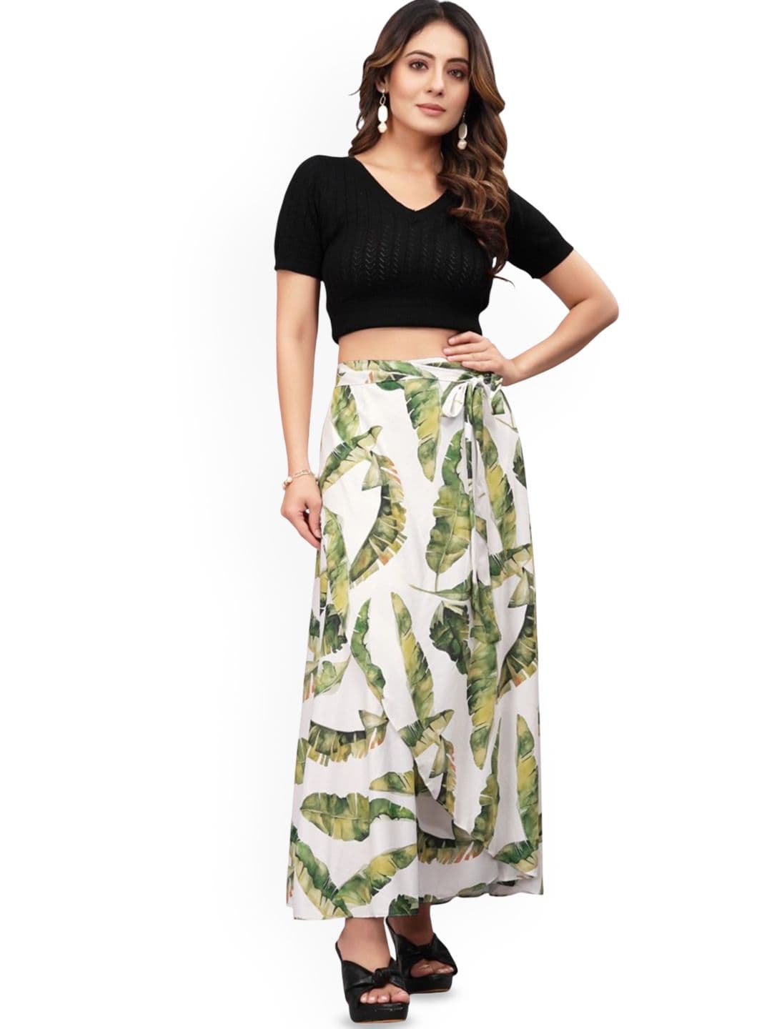 TENNECY Women Printed Wrap Maxi Skirt - view 1