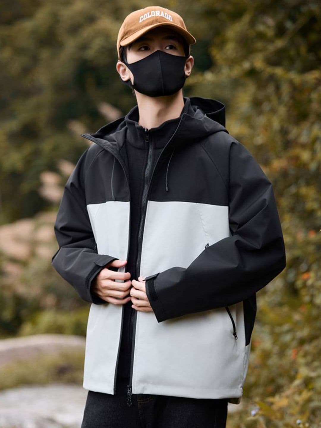 StyleCast x Revolte Men Hooded Colourblocked Windcheater Tailored Jacket - view 1