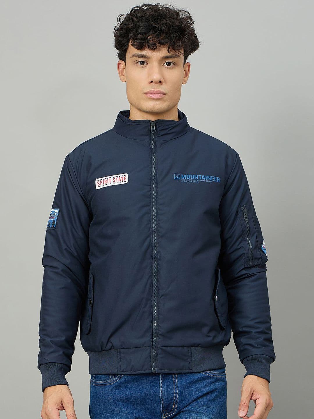 Duke Typography Printed Stand Collar Bomber - view 1