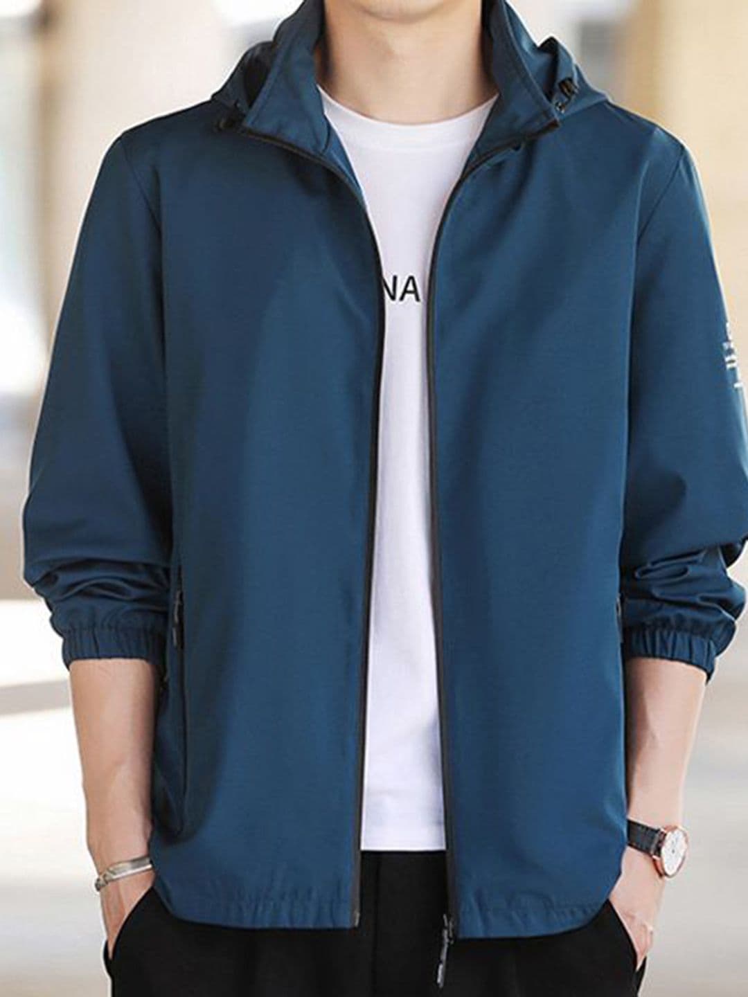 StyleCast x Revolte Men Hooded Solid Windcheater Tailored Jacket - view 1