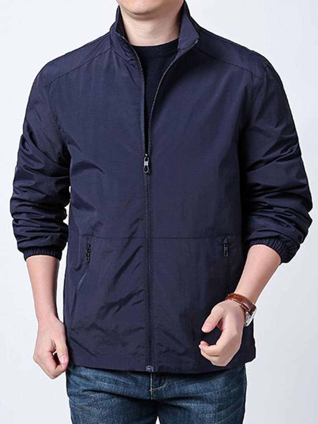 StyleCast x Revolte Men Mock Collar Solid Windcheater Tailored Jacket - view 1