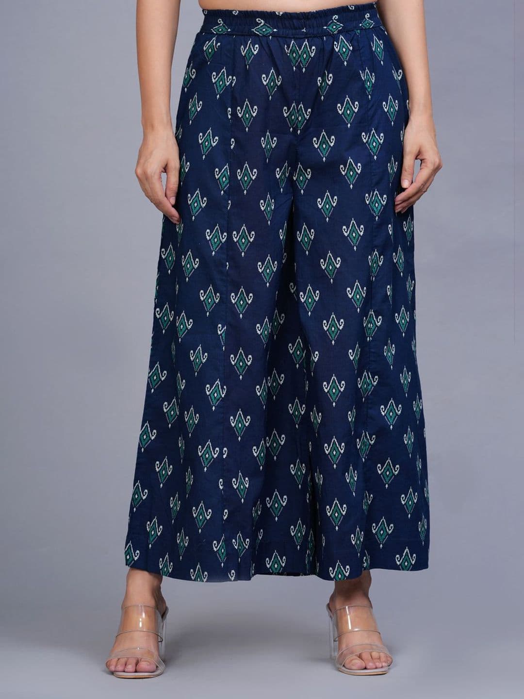 ROOPWATI FASHION Women Floral Printed Flared Knitted Ethnic Palazzos - view 1