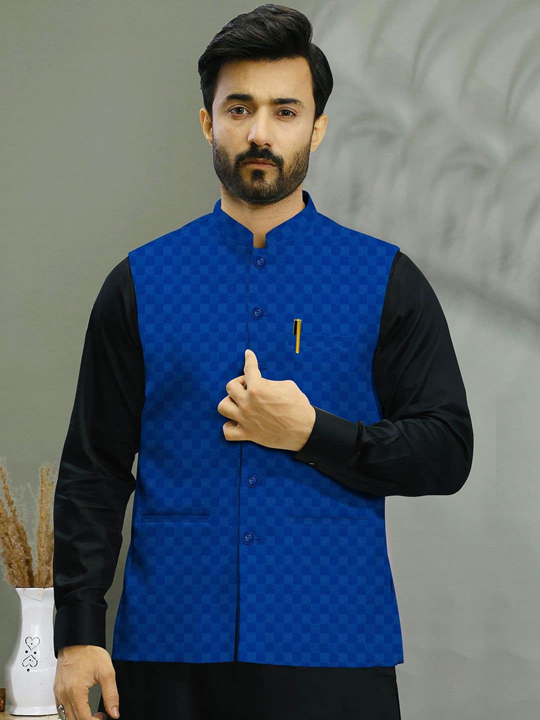 A A ENTERPRISES Woven Design Nehru Jacket - view 1