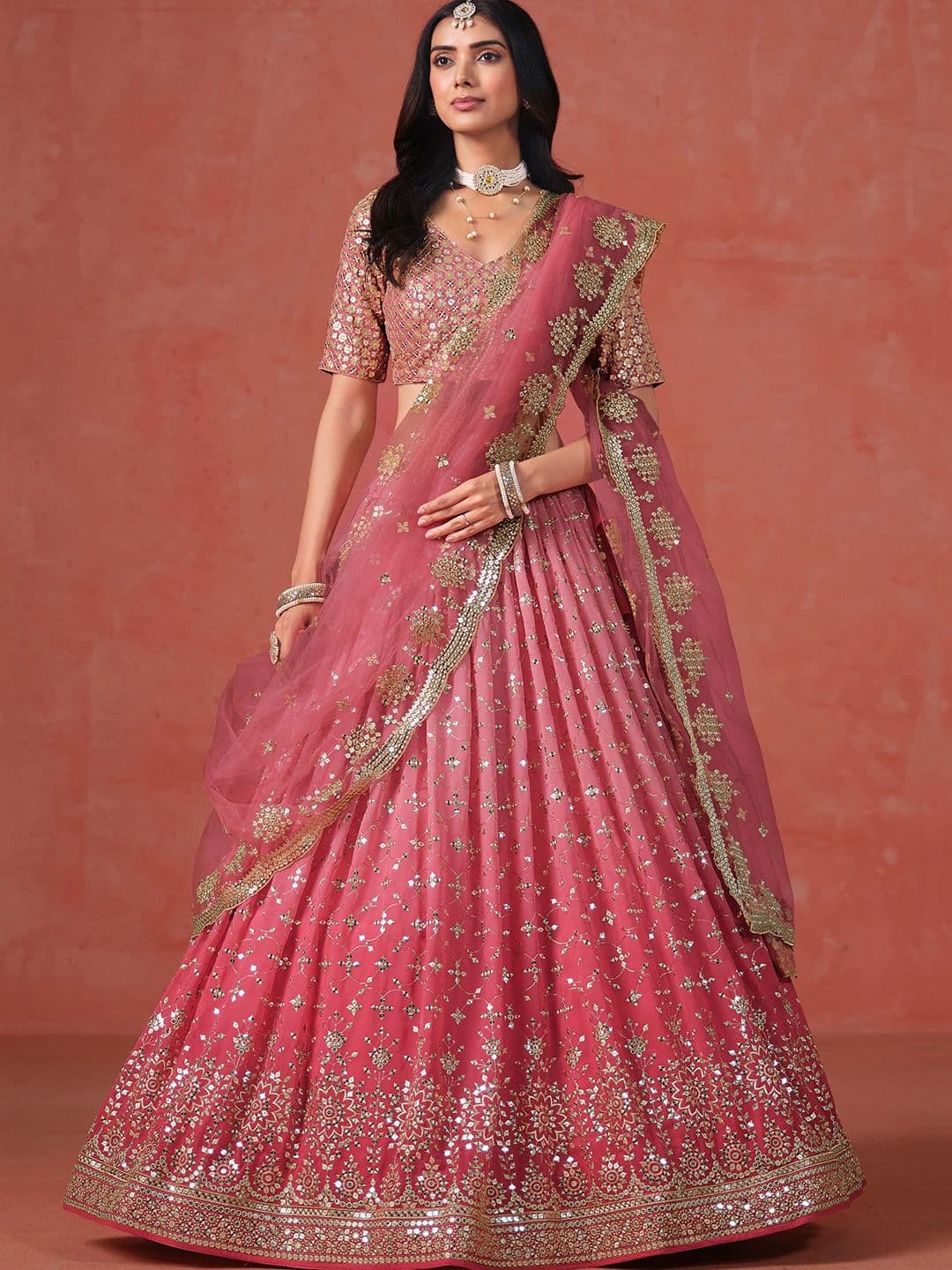Zeel Clothing Embroidered Sequinned Semi-Stitched Lehenga With Blouse & Dupatta - view 1