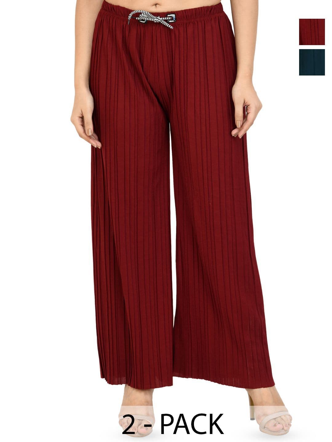 Gladly Women Pack of 2 Striped Straight Fit Palazzos - view 1