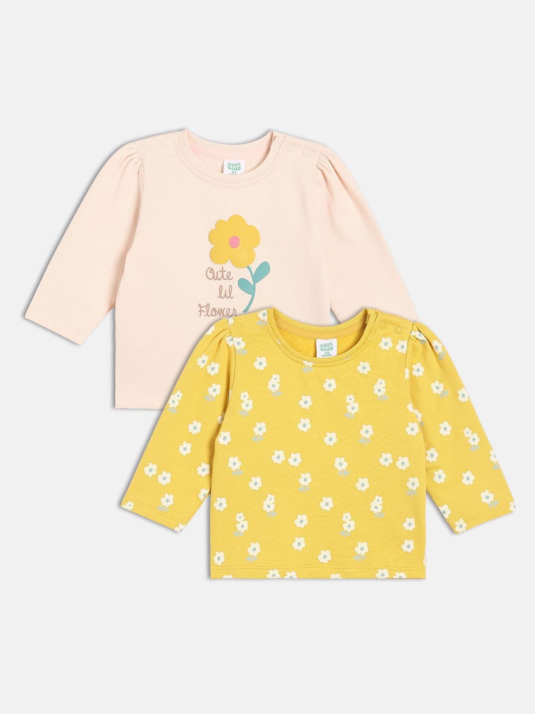 MINI KLUB Girls Pack of 2 Floral Printede Cotton Top - view 1