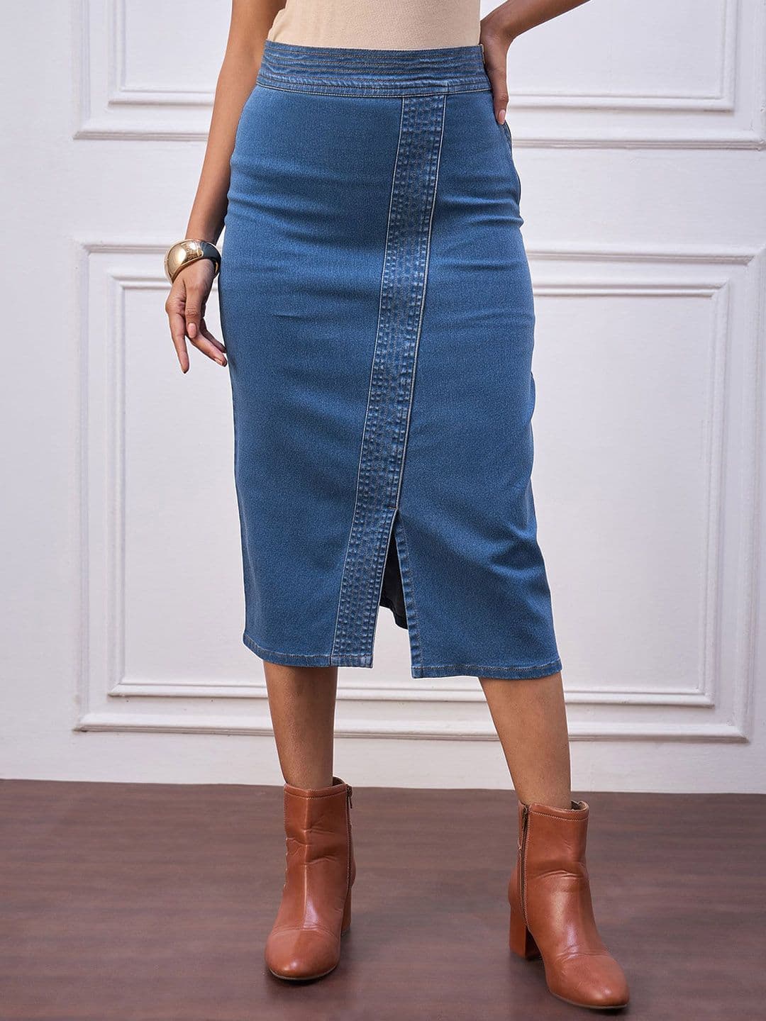 Chemistry Women Denim Straight Midi Skirt - view 1