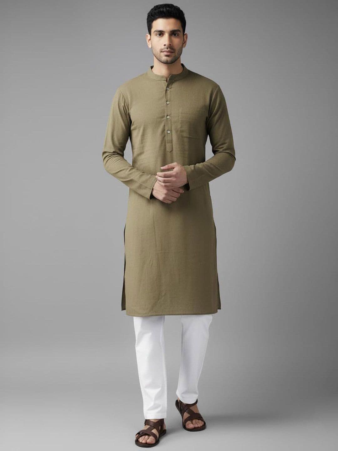 Vida Loca Men Solid Regular Fit Flared Sleeves Kurta - view 1