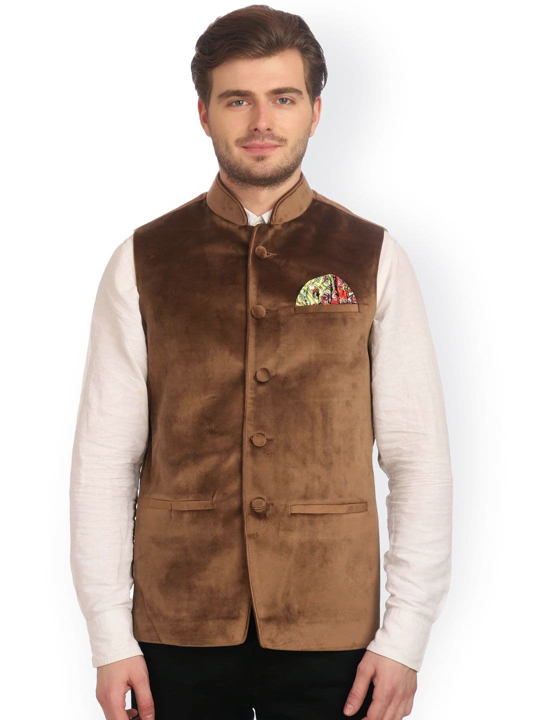 Wintage Brown Bandhgala Nehru Jacket - view 1