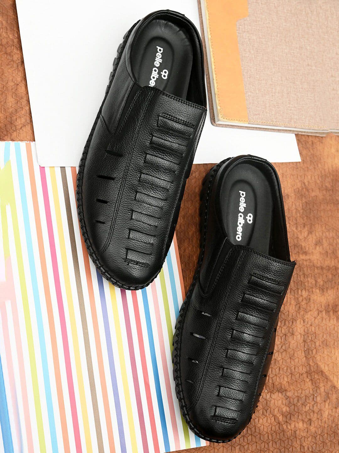 pelle albero Men Black Leather Shoestyle Sandals - view 1