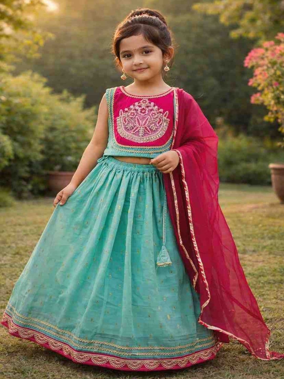 JOVK DESIGN Girls Tie and Dye Ready to Wear Lehenga & Blouse With Dupatta - view 1