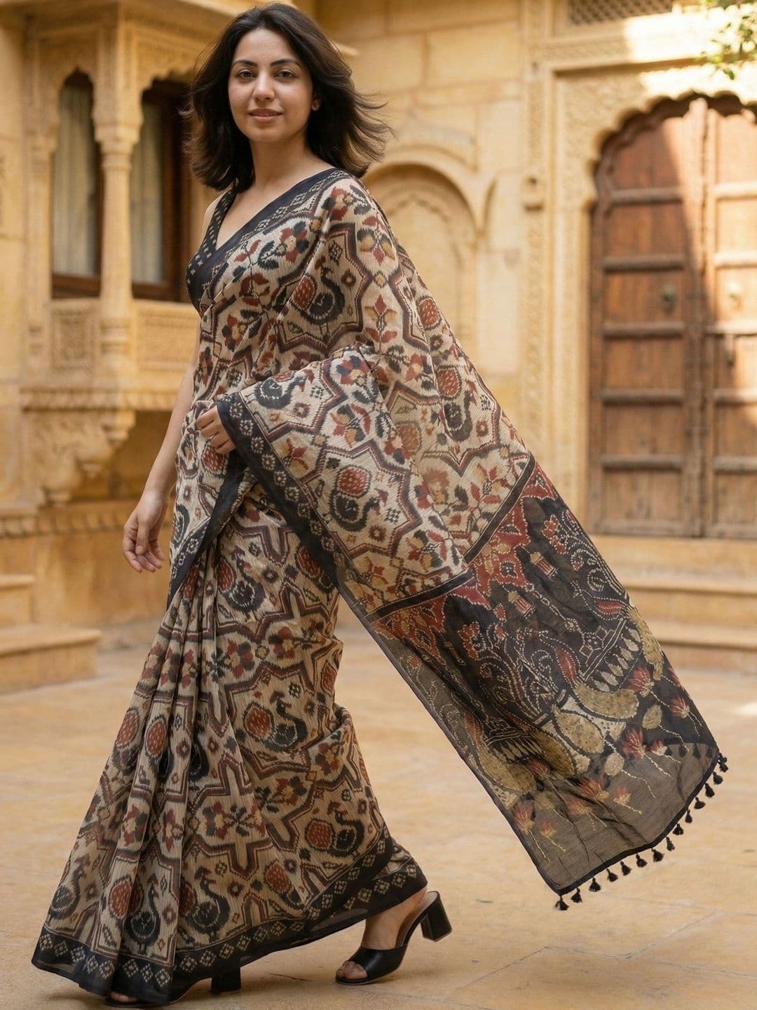 AANVI Ethnic Motifs Silk Blend Designer Saree - view 1