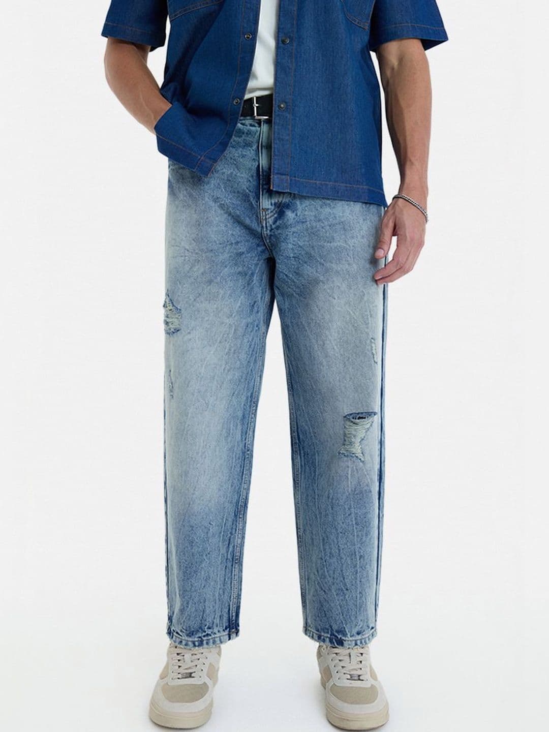 Snitch Light Blue Mid-Rise Baggy Jeans - view 1