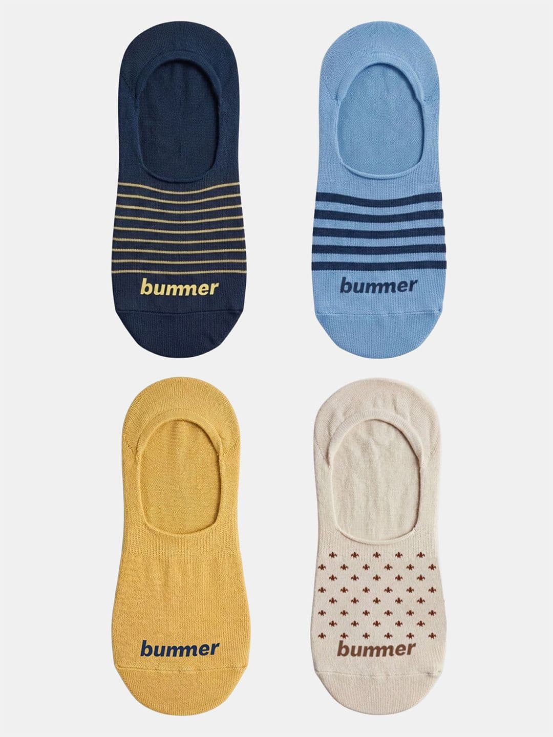 bummer Unisex Pack of 4 Cotton Assorted Patterned Ankle Length Socks - view 1