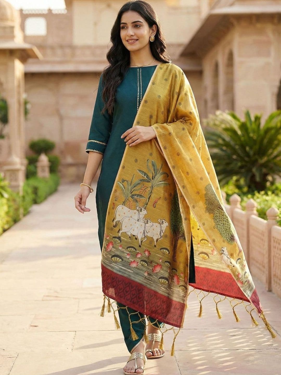 SZN Women Regular Gotta Patti Kurta with Trousers & With Dupatta - view 1