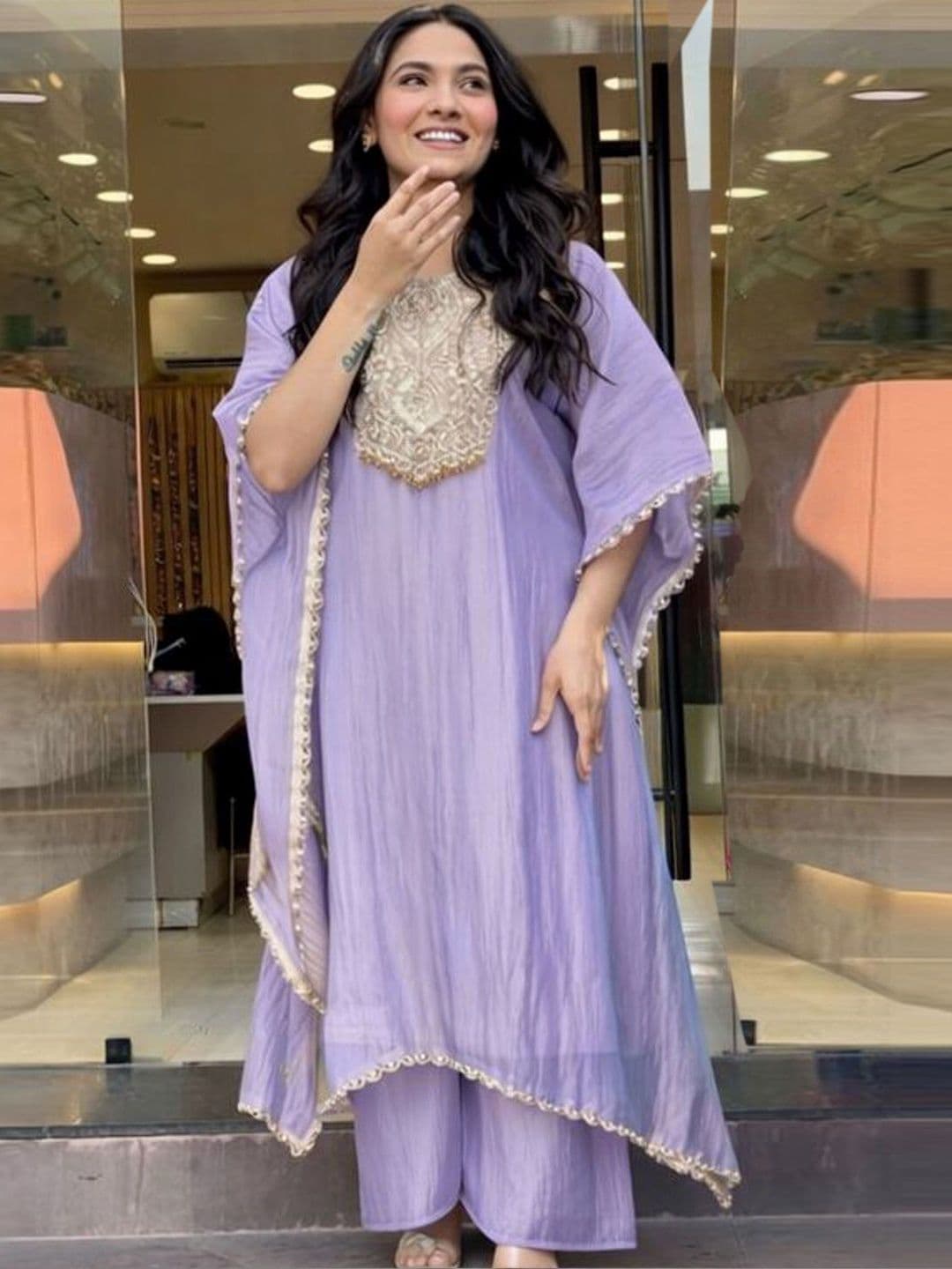 GoSriKi Women Embroidered Regular Kurta with Palazzos - view 1