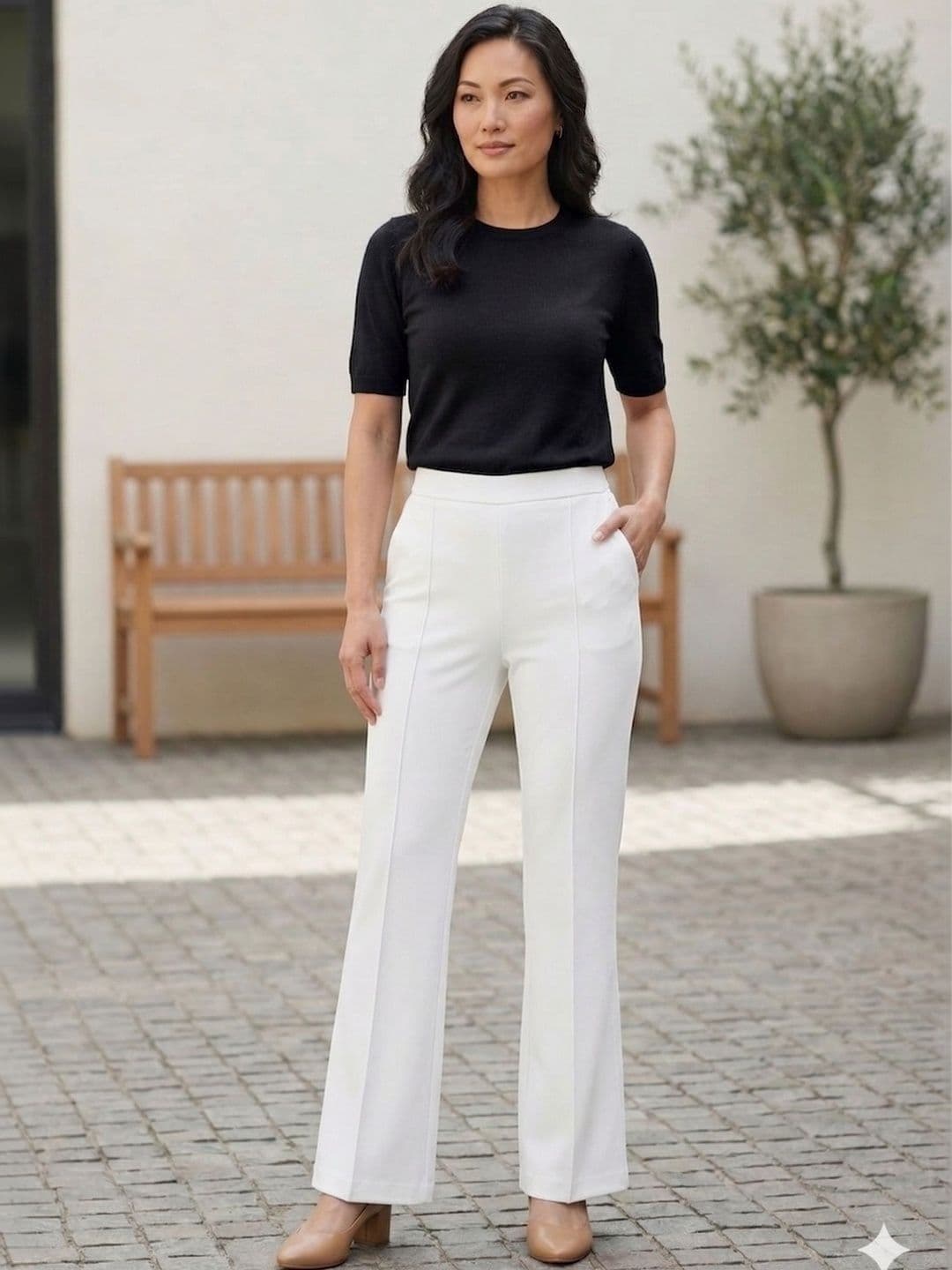 Madhav Fashion Enterprise Women High-Rise Relaxed Fit Knitted Palazzos - view 1