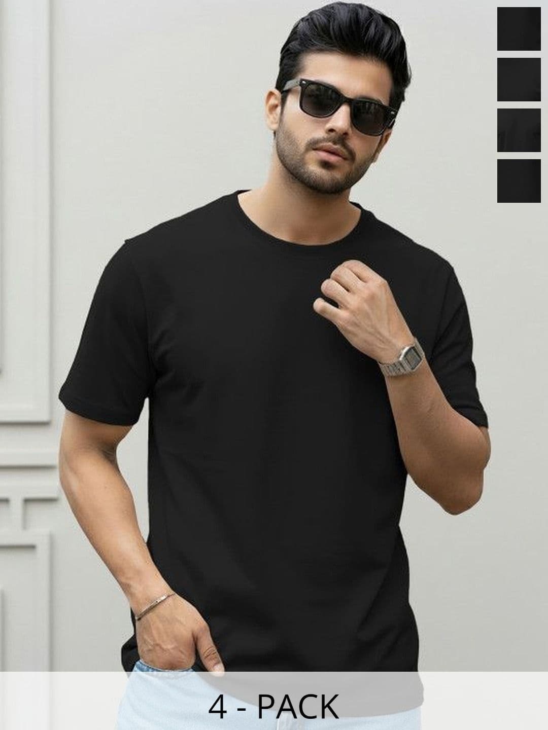 TRIPR Pack Of 4 Round Neck Plain Tshirts - view 1