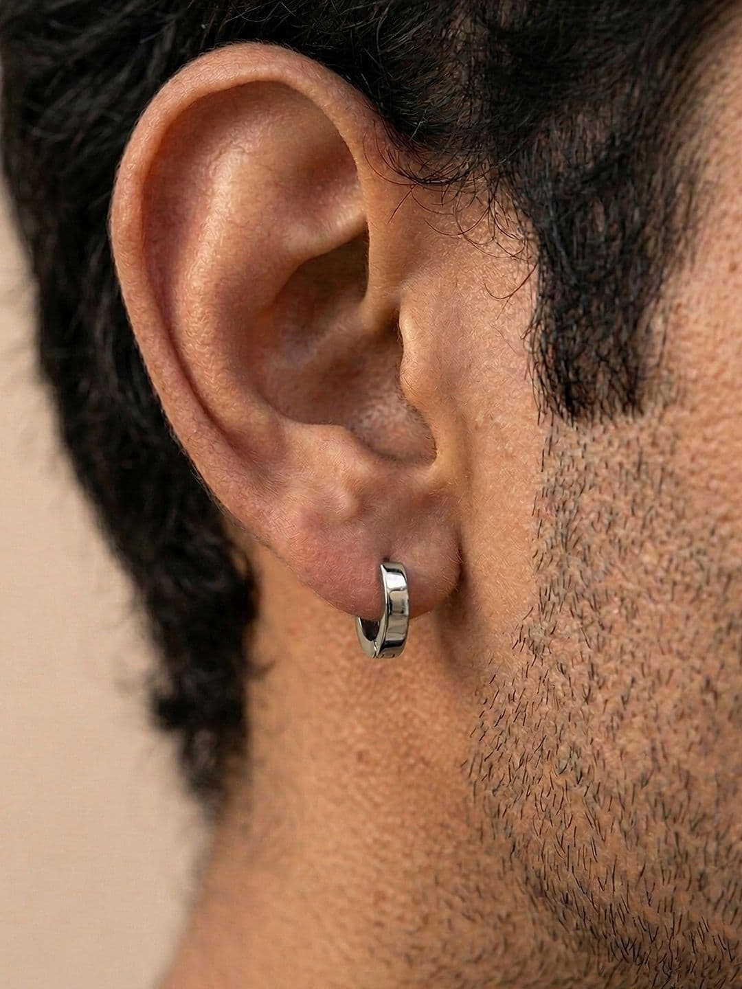 Anouk Men's Silver Plated Hoop Earrings - view 1