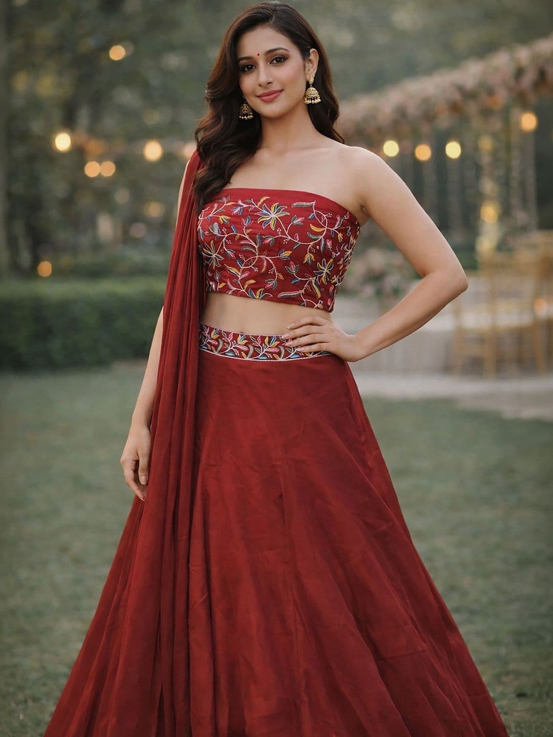 Warthy Ent Embroidered Sequinned Ready to Wear Lehenga & Unstitched Blouse With Dupatta - view 1