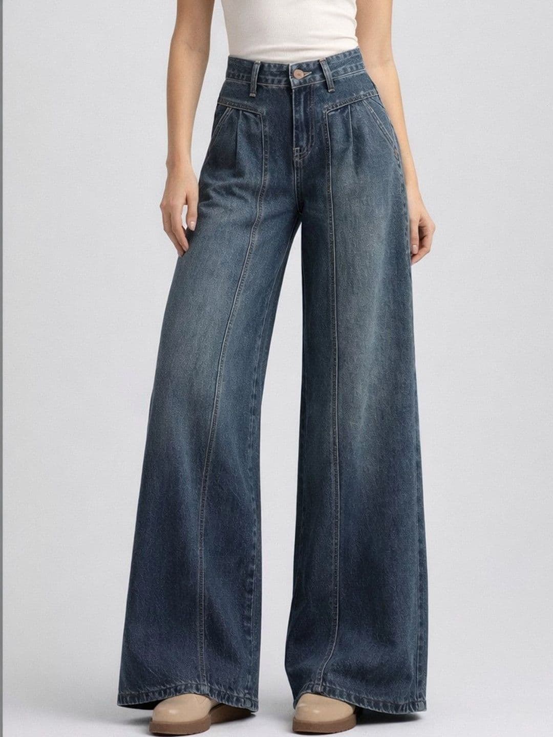 Suo Women Cotton Mid-Rise Baggy Jeans - view 1