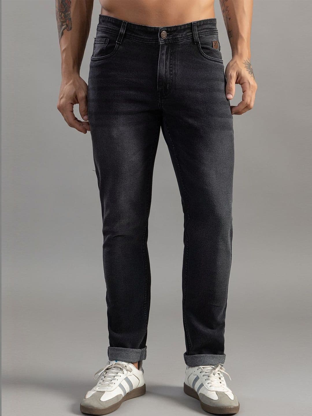 Club York Men Regular Fit Mid-Rise Low Distress Light Fade Jeans - view 1