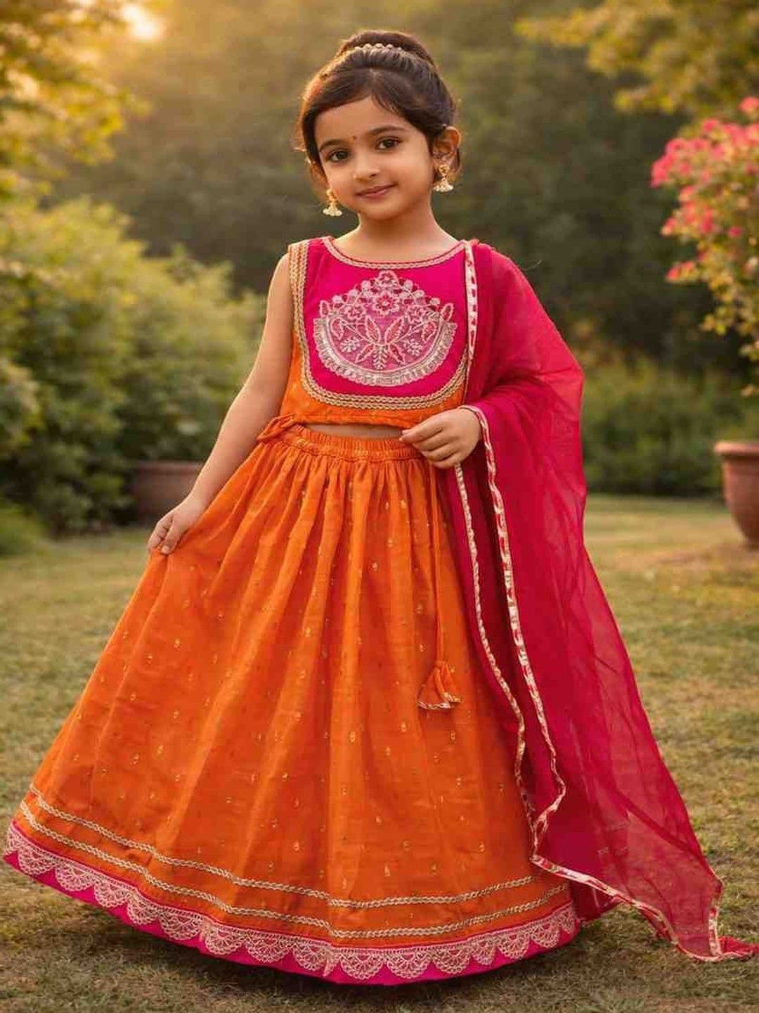 JOVK DESIGN Girls Tie and Dye Ready to Wear Lehenga & Blouse With Dupatta - view 1