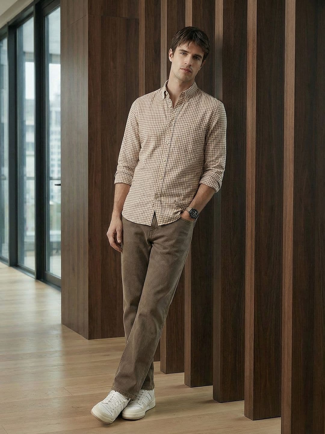THE SHIRT CODE Gingham Checked Casual Shirt - view 1