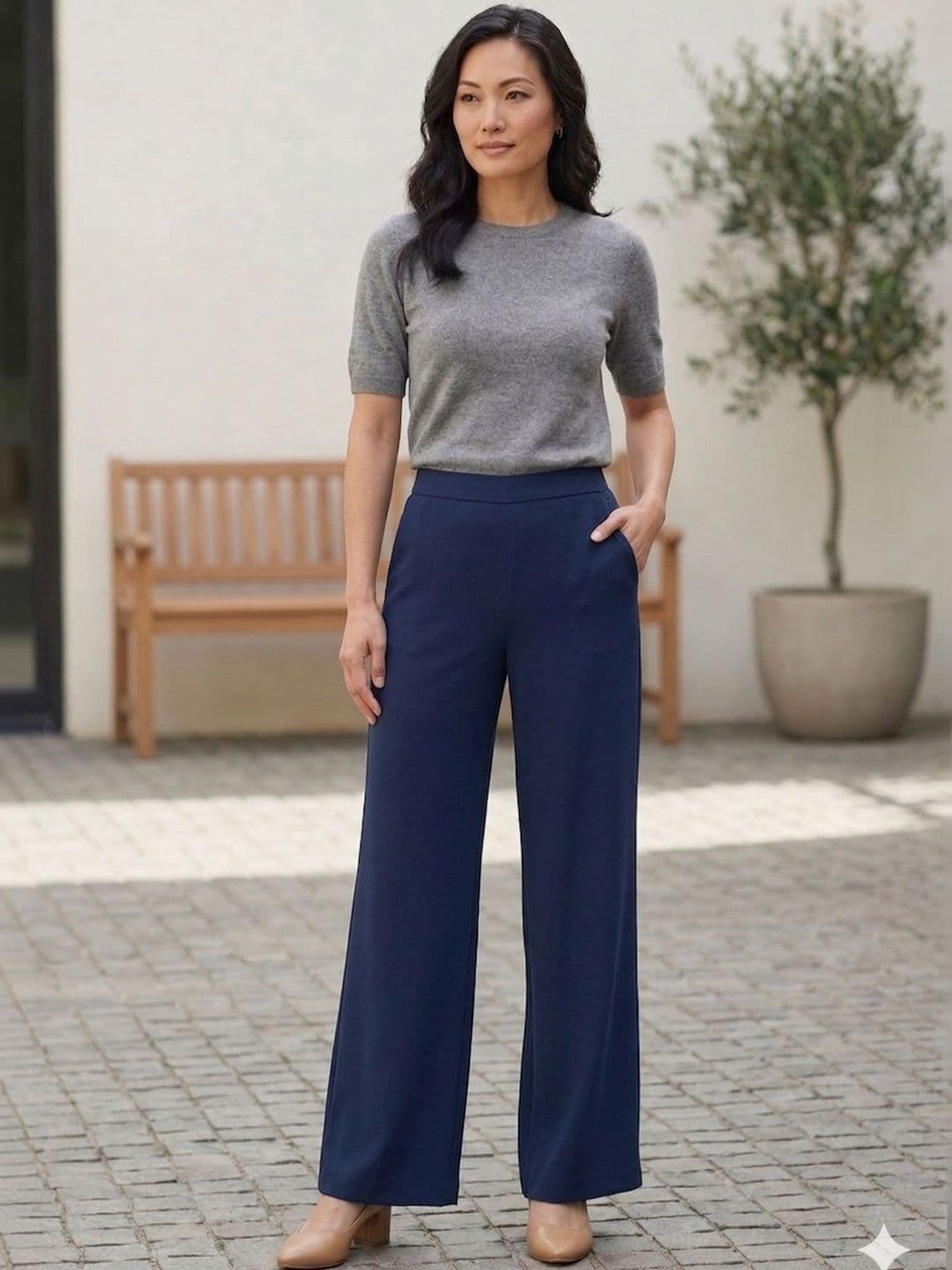 Madhav Fashion Enterprise Women High-Rise Relaxed Fit Knitted Palazzos - view 1