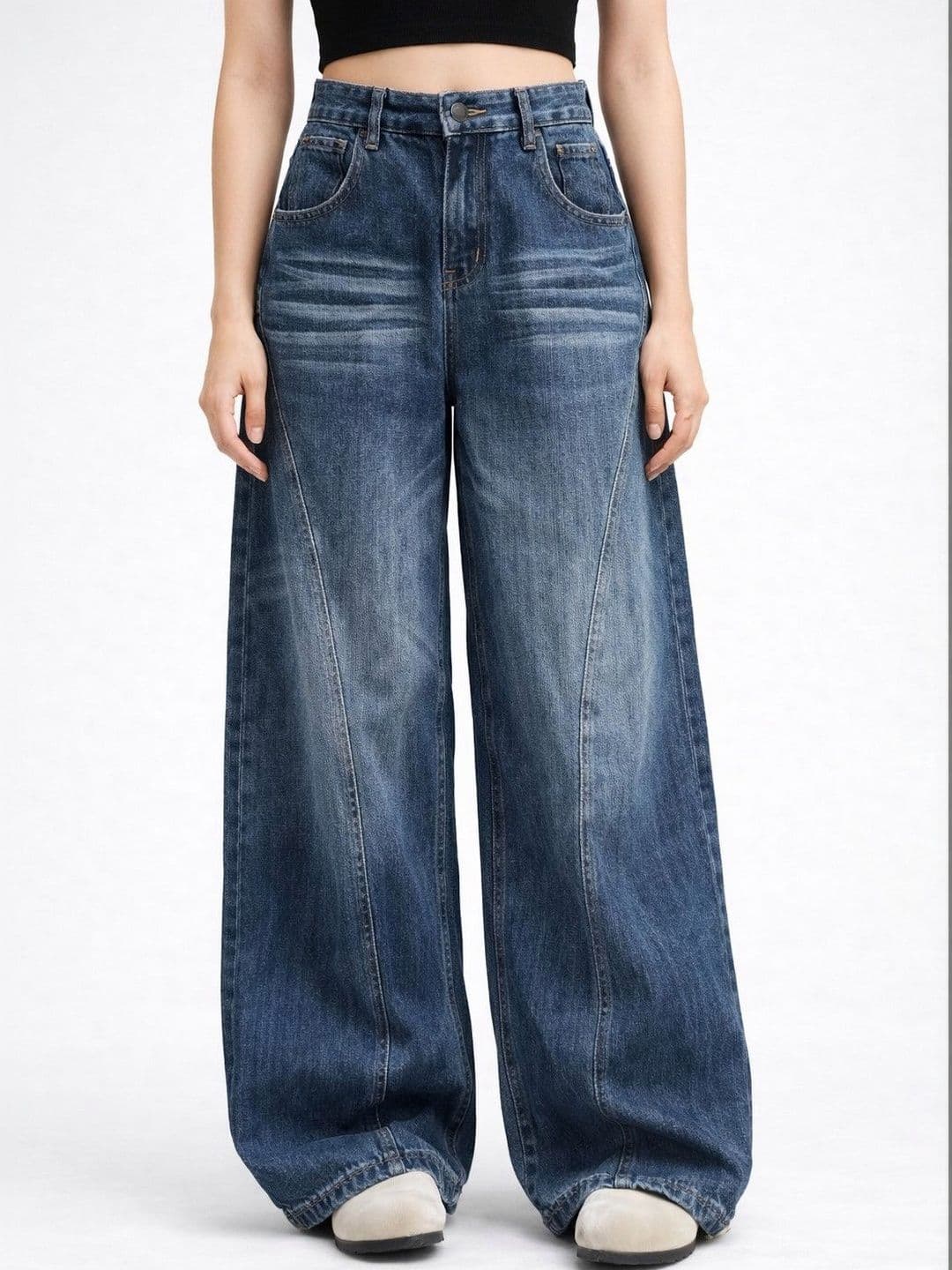 Suo Women Cotton Mid-Rise Baggy Jeans - view 1