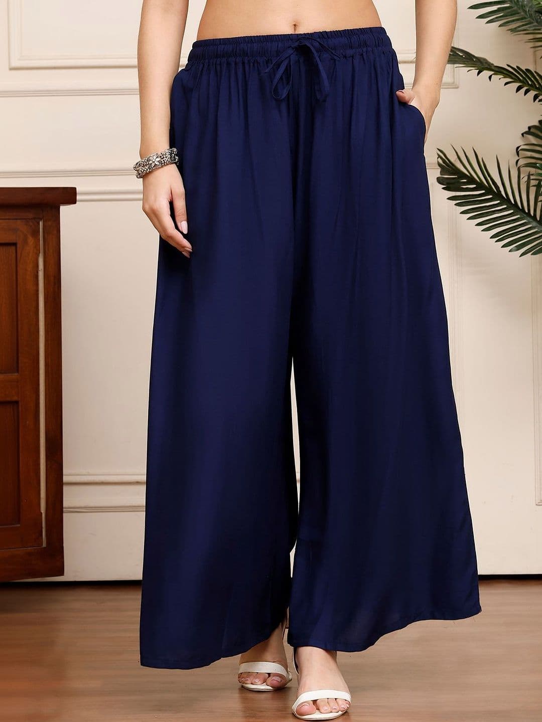 KALINI Women Flared Ethnic Palazzos - view 1