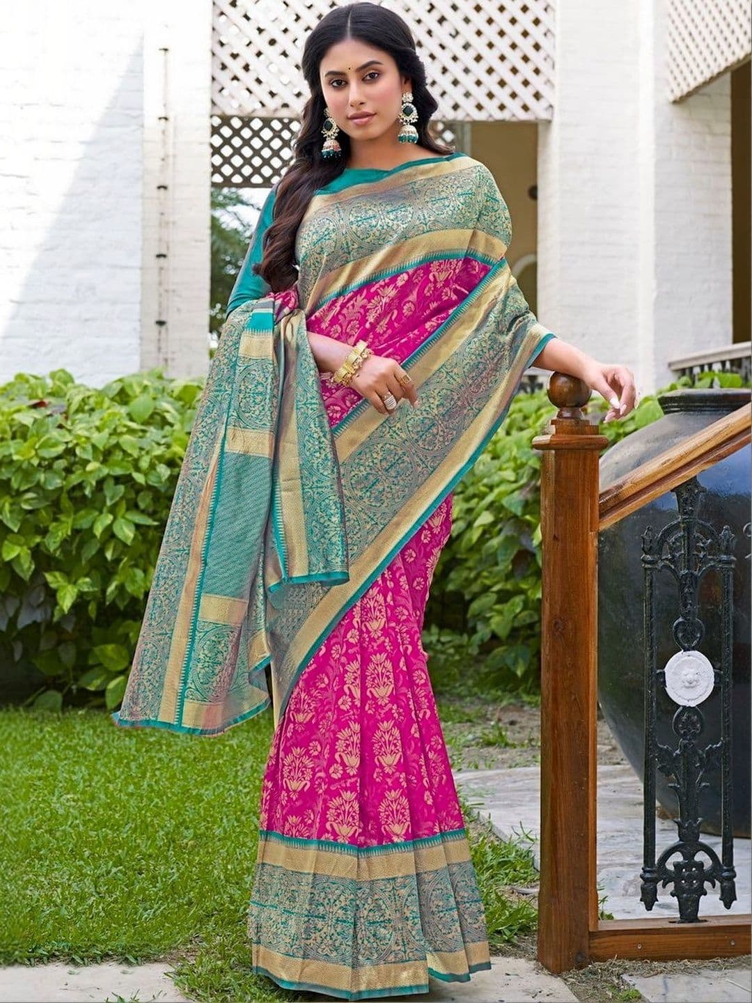 SZN Ethnic Motifs Zari Silk Blend Kanjeevaram Saree - view 1