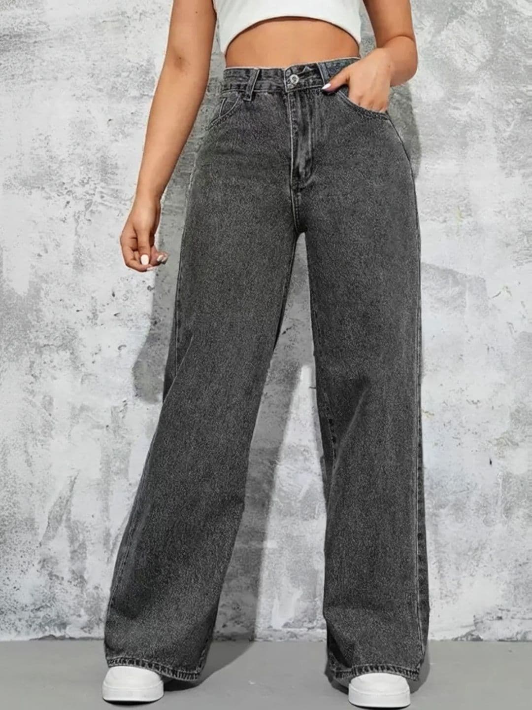 The Roadster Lifestyle Co Women Pure Cotton Clean Look Wide Leg Fit Jeans - view 1