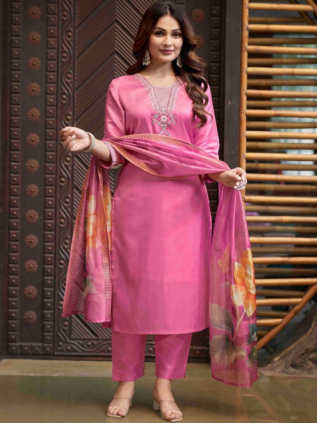 Altecia Women Ethnic Motifs Embroidered Regular Kurta with Palazzos & With Dupatta - view 1