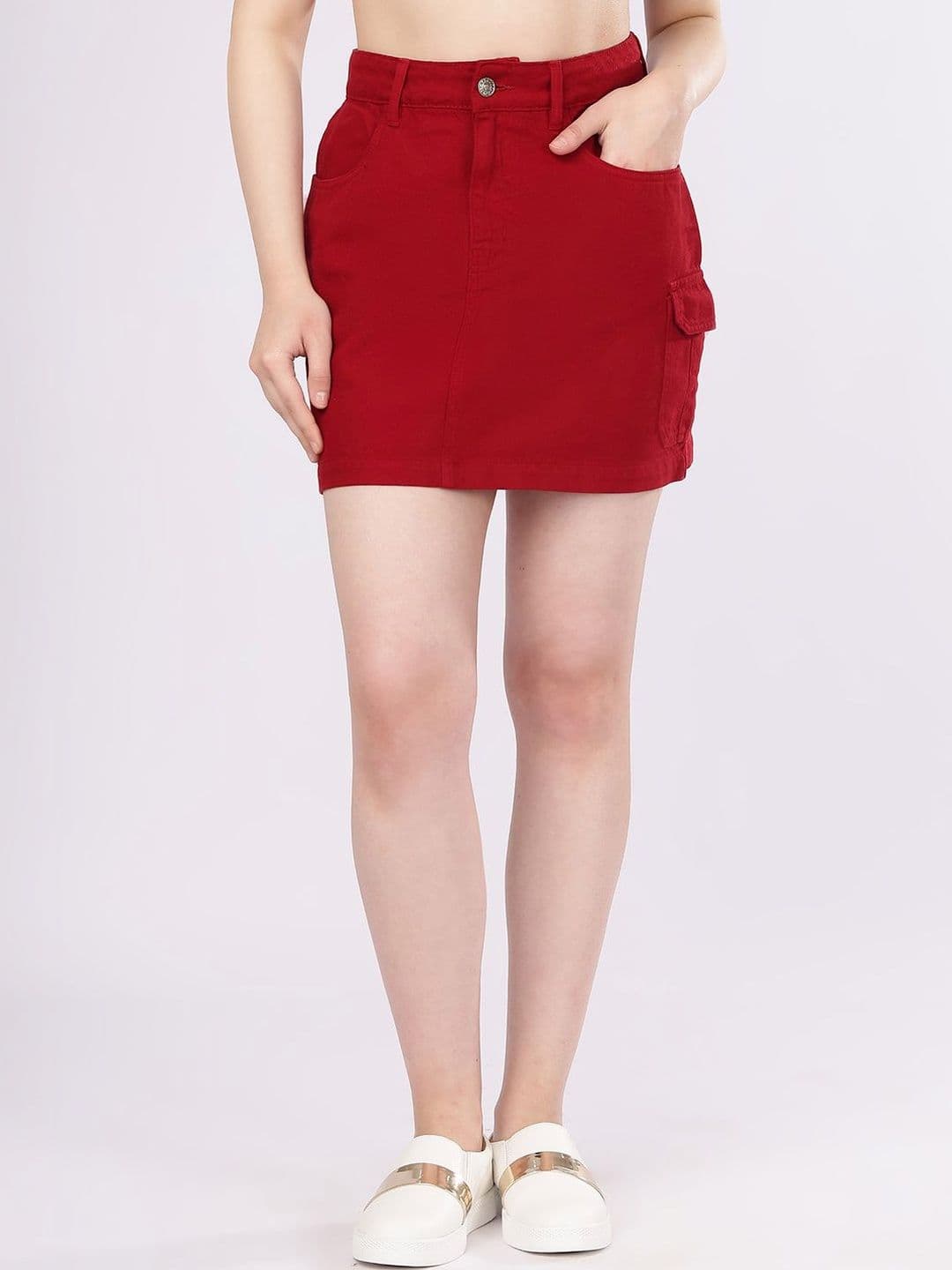 PUELLA Pleated Pencil Denim Mini Skirts - view 1