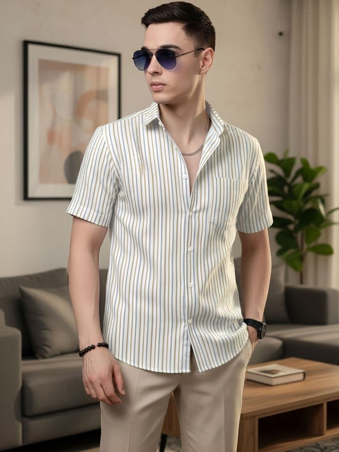 R.Code by The Roadster Life Co. Men Comfort Striped Formal Shirt - view 1