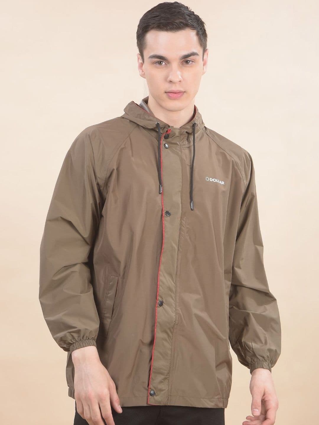 Dollar Men Waterproof PVC Rain Jacket Hooded Zipper Button Pockets - view 1