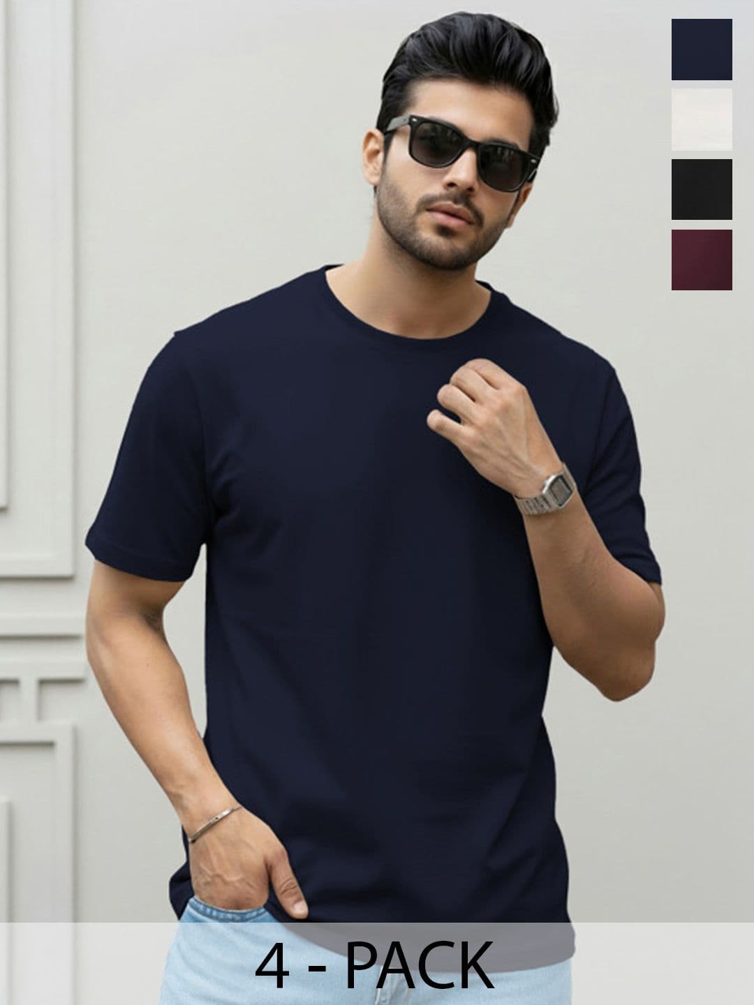 TRIPR Pack Of 4 Round Neck Plain Tshirts - view 1