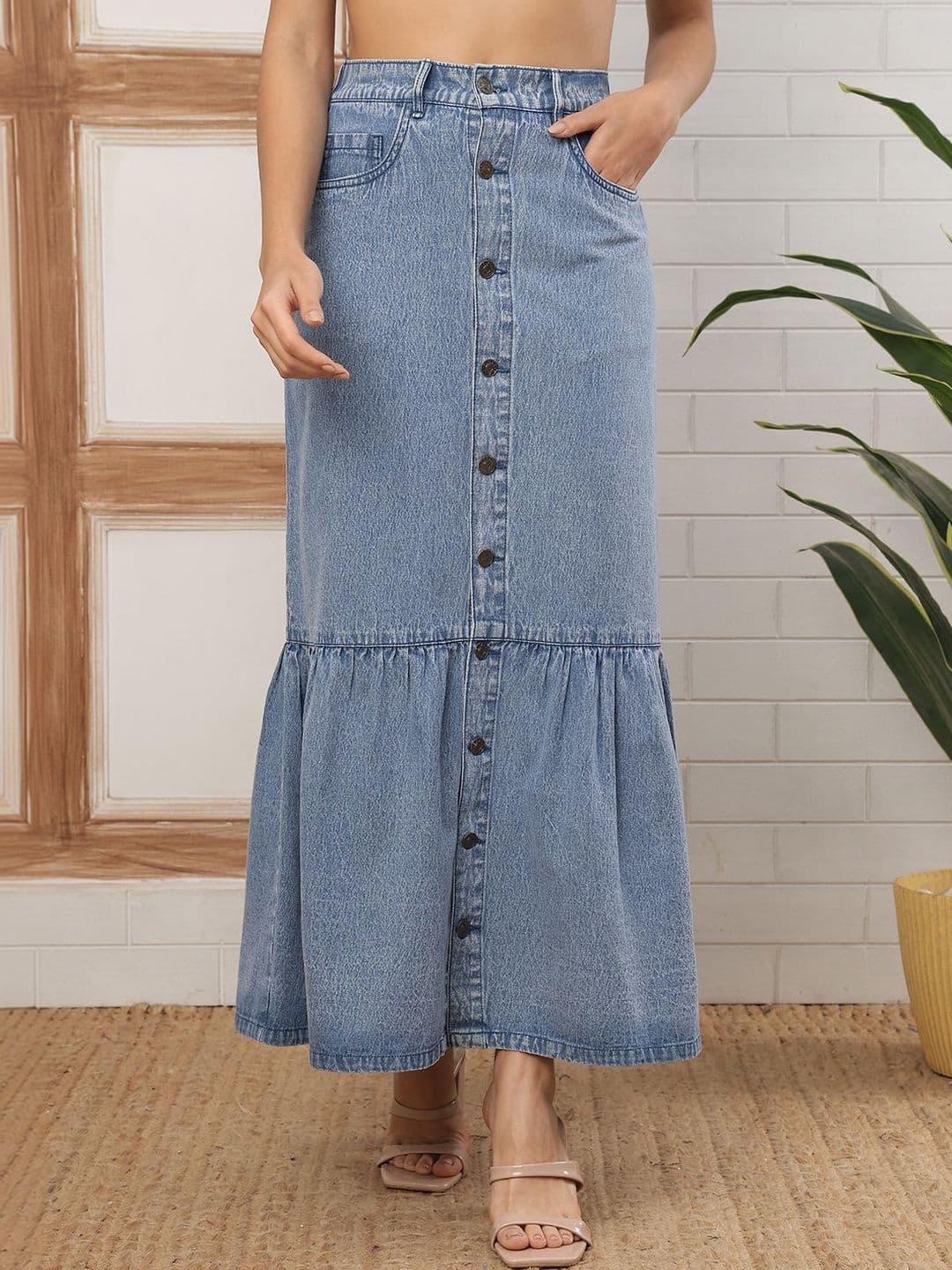 PUELLA Women Denim Blend Maxi Tulip Skirt - view 1