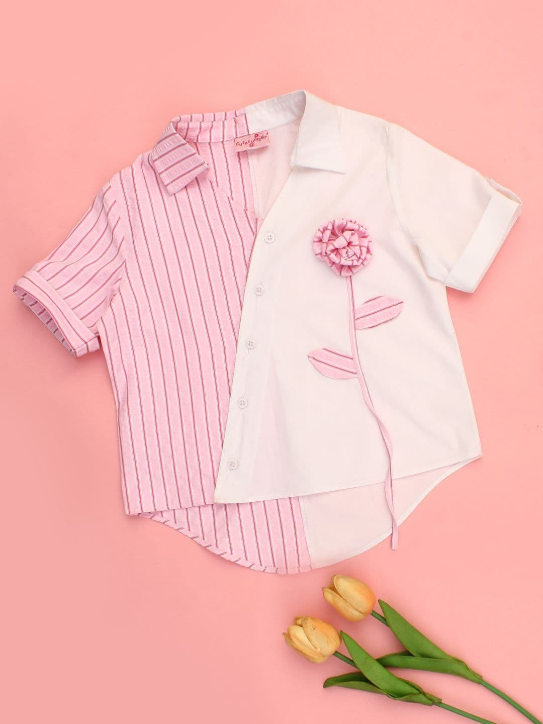 CUTECUMBER Girls Cotton Striped Tops - view 1