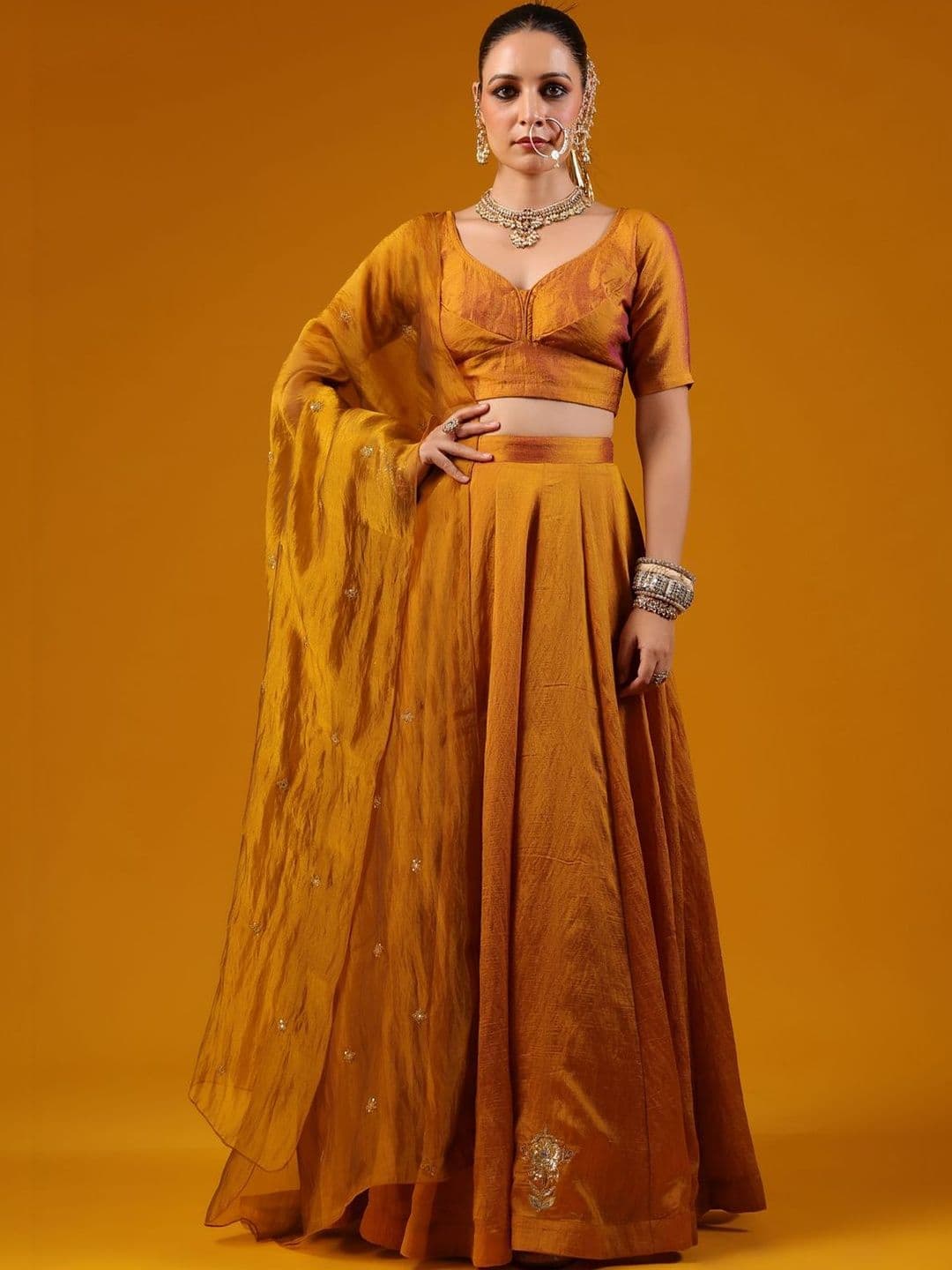 BAARO MASI Embroidered Sequinned Semi-Stitched Lehenga & Blouse With Dupatta - view 1