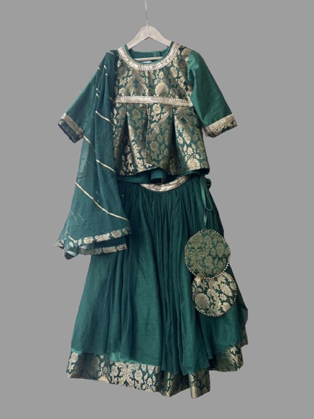 The Little Tales Girls Embroidered Ready to Wear Lehenga & Blouse With Dupatta - view 1