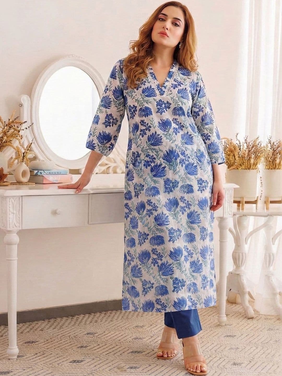 GoSriKi Women Printed Regular Kurta with Trousers - view 1