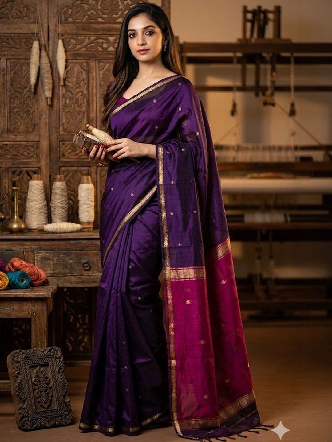 Freezeit Women Art Silk Woven Design Zari Saree - view 1