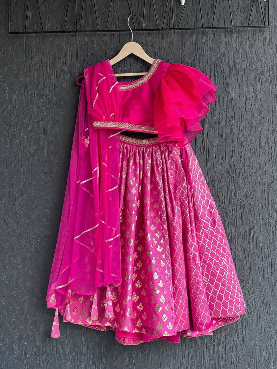 The Little Tales Girls Embellished Foil Print Ready to Wear Lehenga & Blouse With Dupatta - view 1