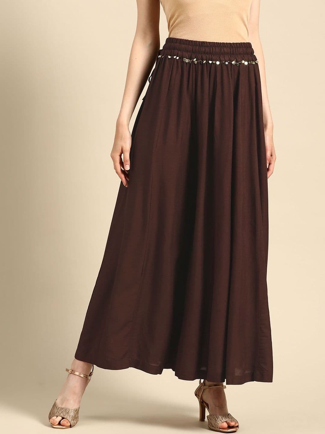 VEE POP Women Embellished Flared Knitted Ethnic Palazzos - view 1