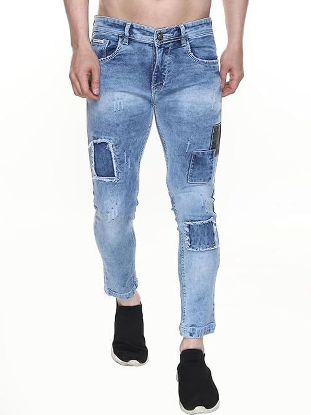 KHASAAB STYLE Men Slim Fit Mid-Rise Mildly Distressed Light Fade Stretchable Jeans - view 1