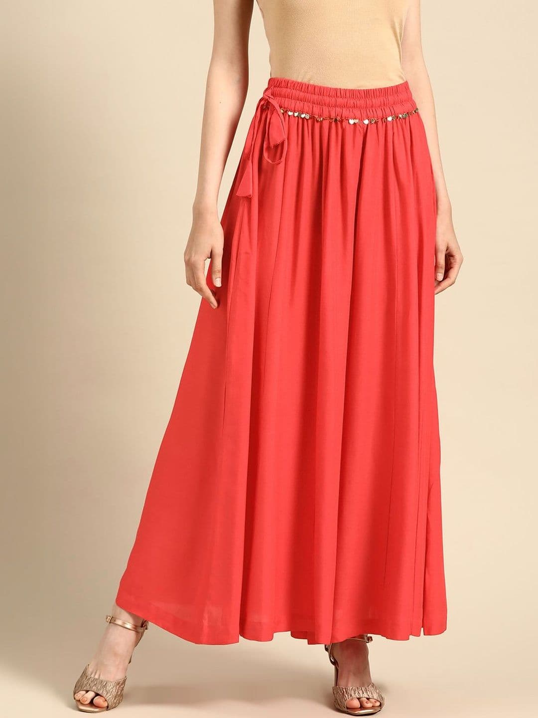 VEE POP Women Embellished Flared Knitted Ethnic Palazzos - view 1