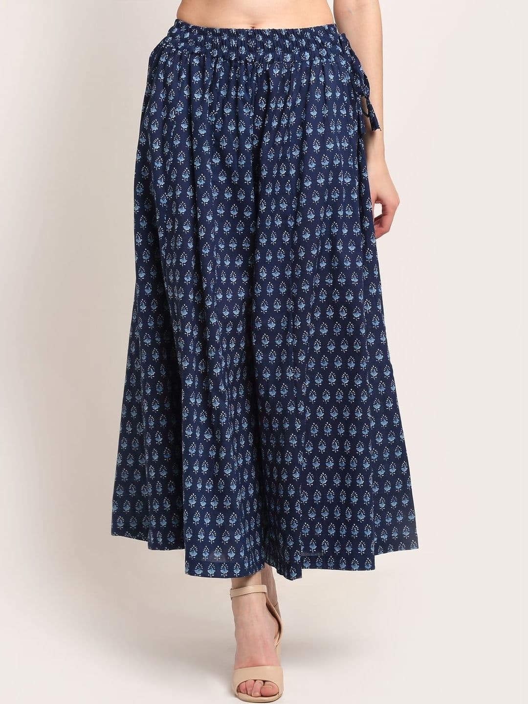 VEE POP Women Printed Flared Knitted Ethnic Palazzos - view 1