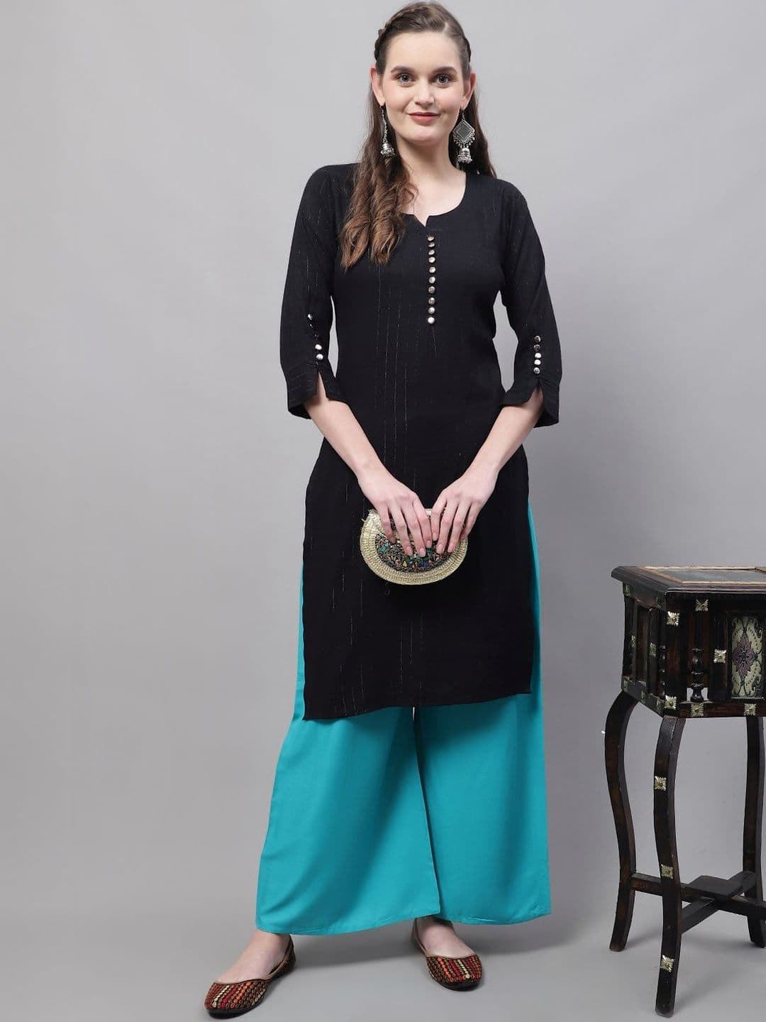 KALINI Women 2 Flared Ethnic Palazzos - view 1